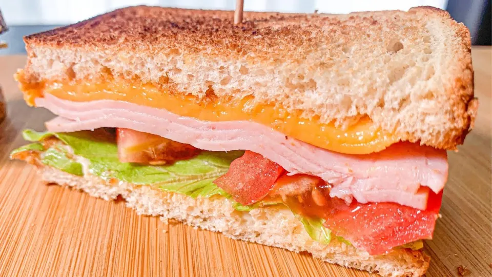 Grilled ham and cheese sandwich