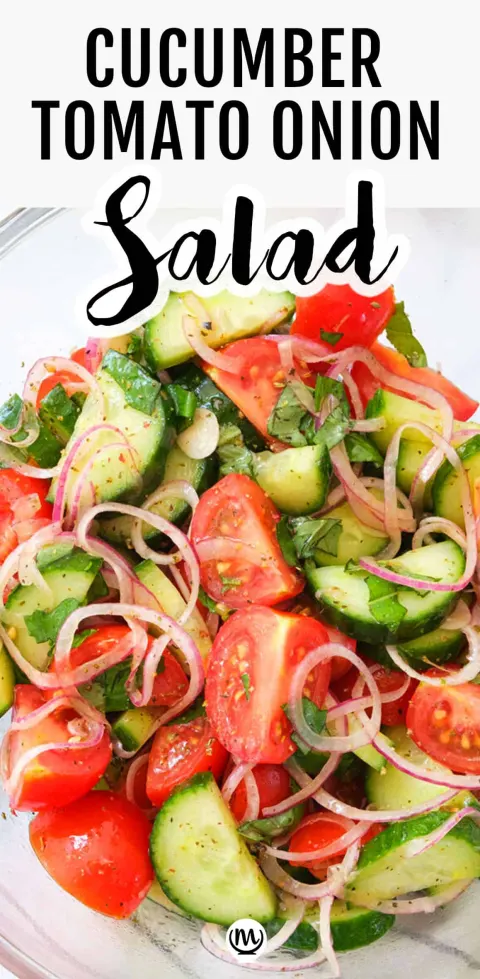 cocomber tomato and sweet onion salad with Italian Dressing