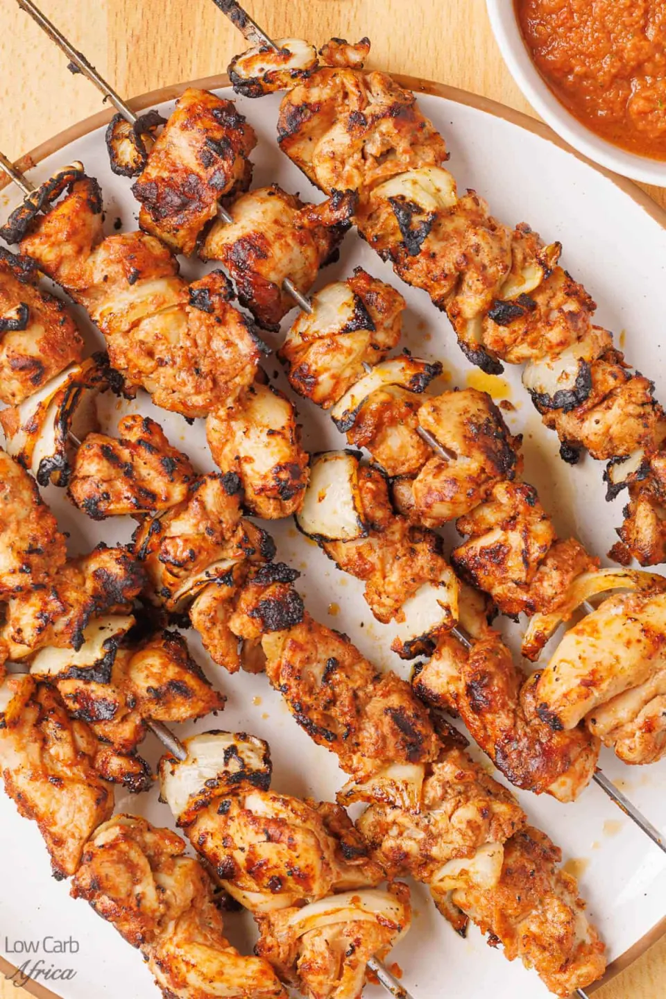 2 Chicken Brochette served with Chips and Salad
