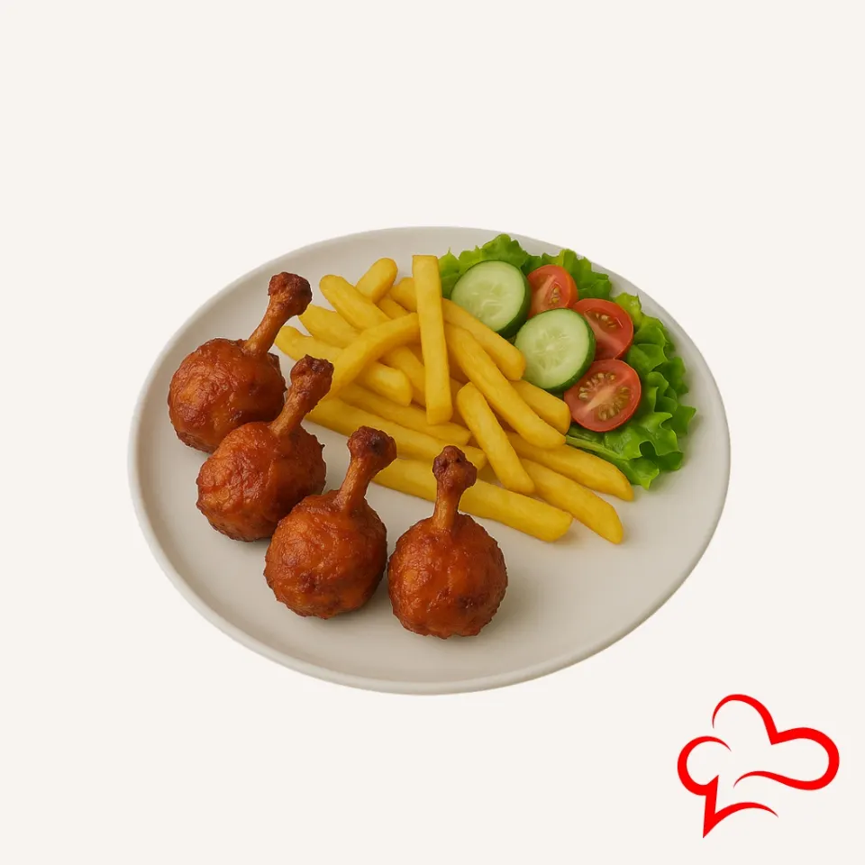 Chicken lolipops served with chips